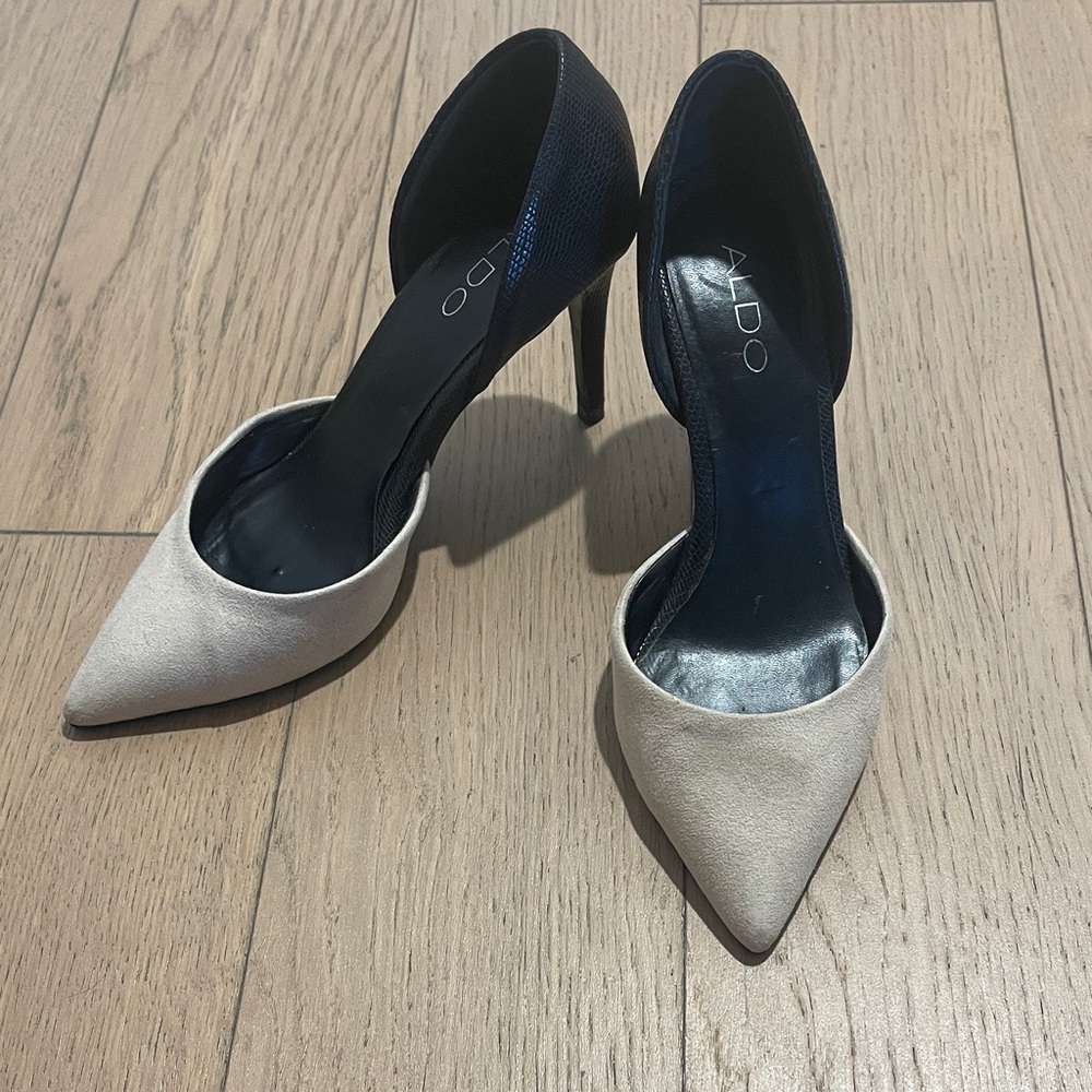 Aldo Black and Cream Heels